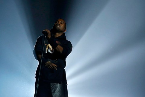 Kanye West performs during the "12-12-12" benefit concert for victims of Superstorm Sandy at Madison Square Garden in New York Dec. 12, 2012.   