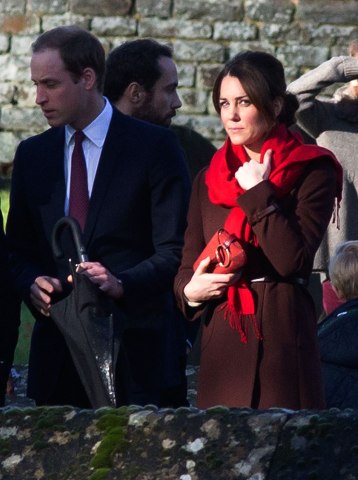 image: Britain's Prince William and Catherine Duchess of Cambridge leave Englefield Church in Englefield in Berkshire, Dec. 25, 2012.