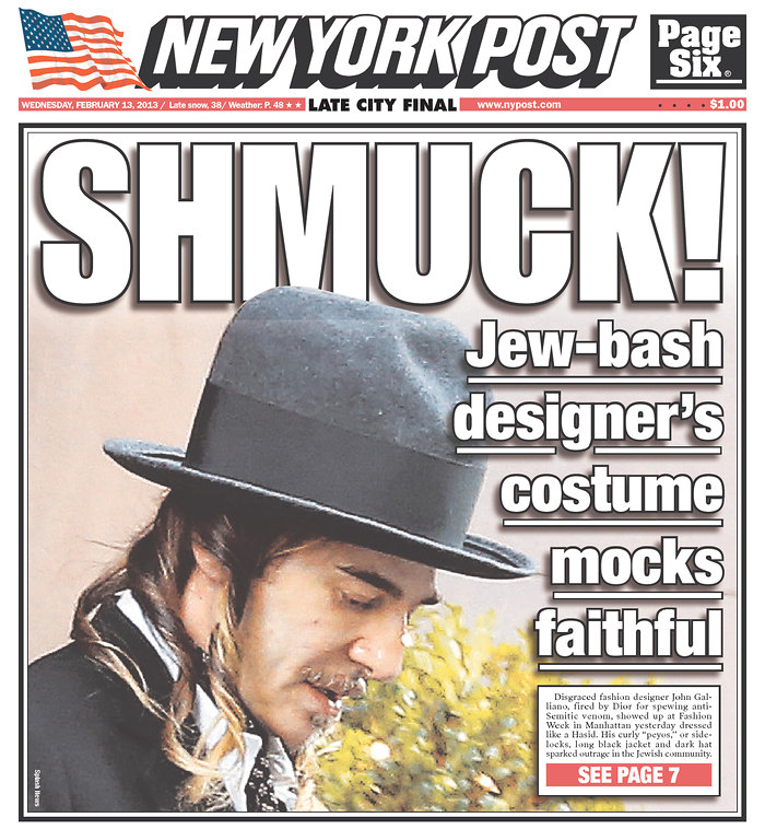 NY Post Stirs Controversy Over John Galliano's 'Hassidic' Attire,  Anti-Defamation League Says 'Nonsense' – The Hollywood Reporter